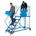 Mobile safety steps with handrails